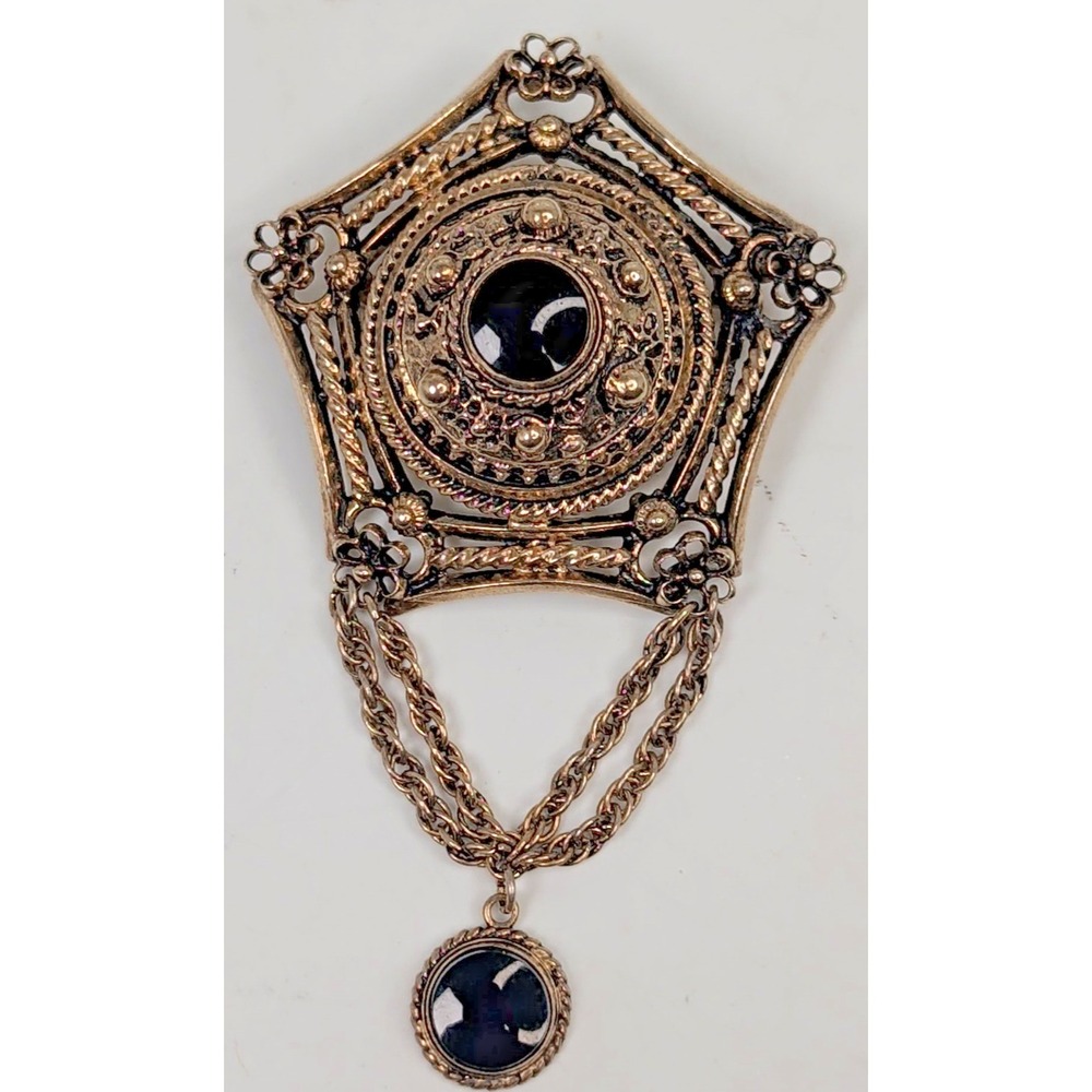 Vintage Danecraft Sterling Silver Victorian Revival Dangle Brooch Pin